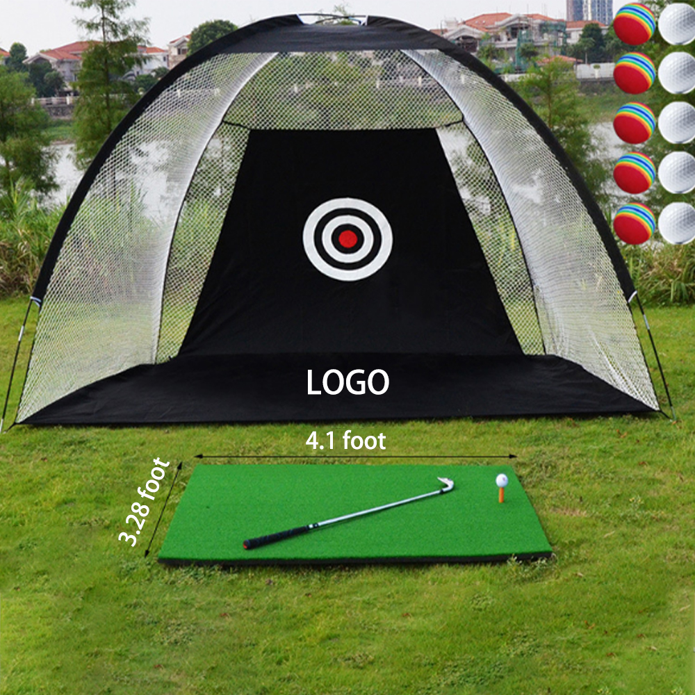 Golf Practice Net With Strike Pad, No.7 Club And Ten Balls Logo Printed