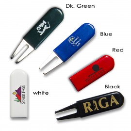 Logo Printed Rubber Grip Bent Fork Divot Tool in Full Color