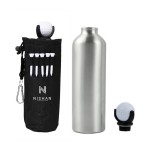 Sports Water Bottle w/ Golf Ball & 5 Golf Tees In A Pouch Custom Imprinted