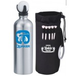 Logo Printed 22 Oz. Stainless Steel Water Bottle with Golf Ball & Tees