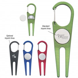 Logo Printed Aluminum Divot Tool With Ball Marker  Logo Printed Aluminum Divot Tool With Ball Marker