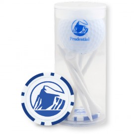 Custom Branded 1 Ball 5 Tee Tube w/Poker Chip Ball Marker