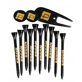 Logo Printed Combo Golf Tee Pack with Ball Marker/Divot Tool & 10 Extra Long Tees (3-1/4")  Logo Printed Combo Golf Tee Pack with Ball Marker/Divot Tool & 10 Extra Long Tees (3-1/4")