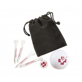 Logo Printed Golf Gift Set In Velour Bag
