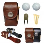Custom Imprinted Vintage Leather Golf Ball Pouch Golf Bag Waist Belt Pack