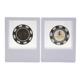 Logo Printed Metal Poker Chip in Levit8 Window Box