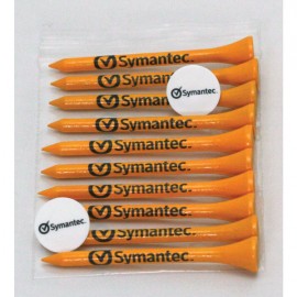 Logo Printed Golf Tee Polybag Combo Pack with (10) 2 3/4 Inch Tees and (2) Ball Markers