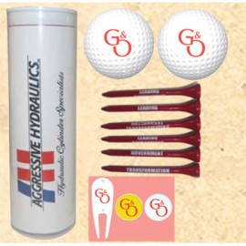 Customized 4-Color Image Insert Golf Ball Tube w/ 2 Golf Balls, 6 Tees, 2 Markers & 1 Fixer  Customized 4-Color Image Insert Golf Ball Tube w/ 2 Golf Balls, 6 Tees, 2 Markers & 1 Fixer