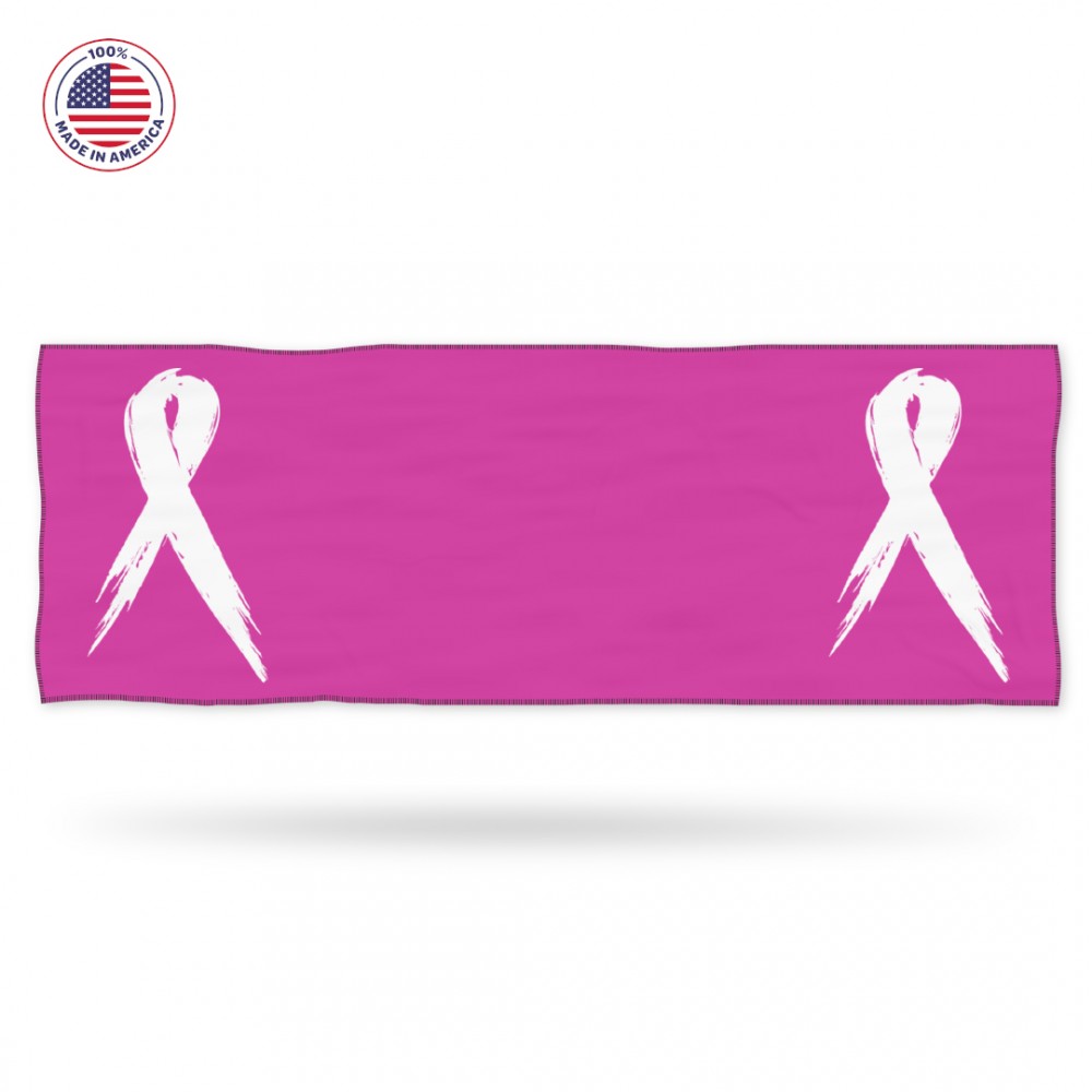 Custom Breast Cancer Awareness Cooling Towel, MADE IN USA, Dye Sub, 12"x34"