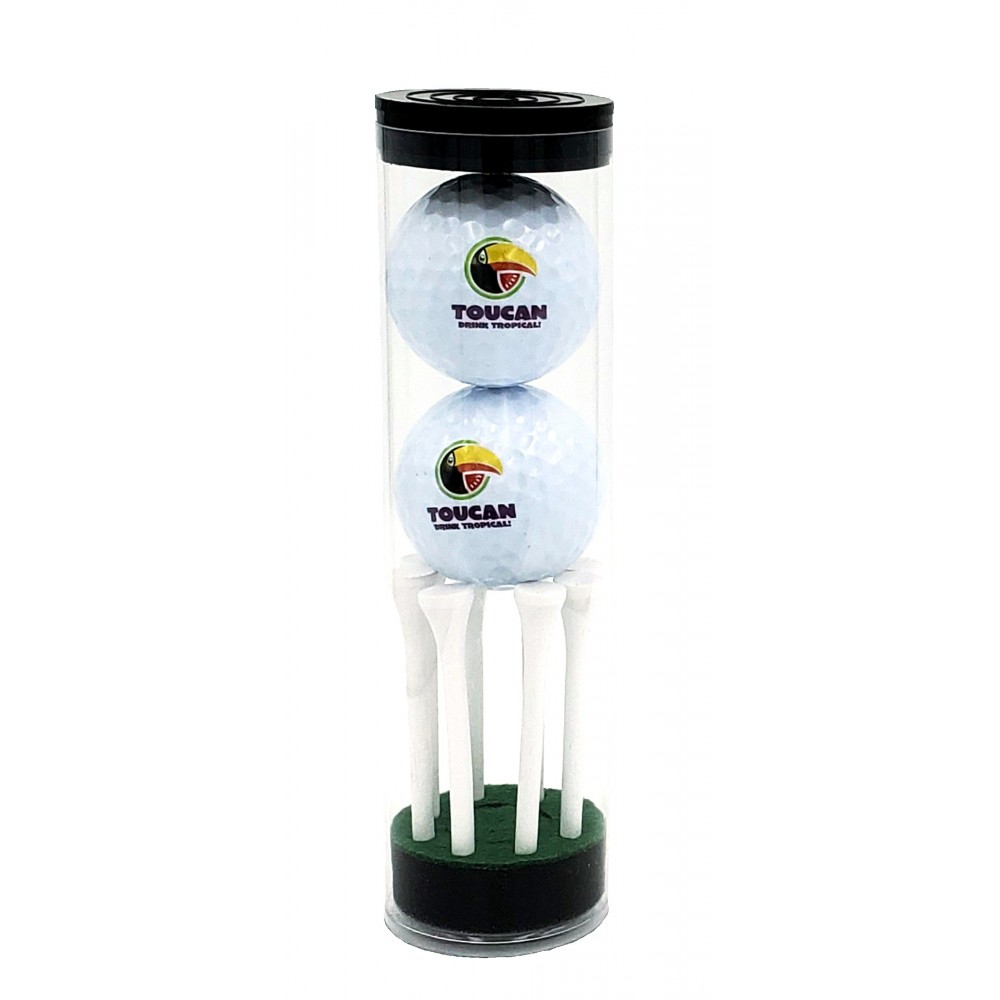 Wilson 2 Ball Tube with Tees with Logo