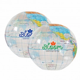 Logo Branded 12" Globe Beach Ball - Clear