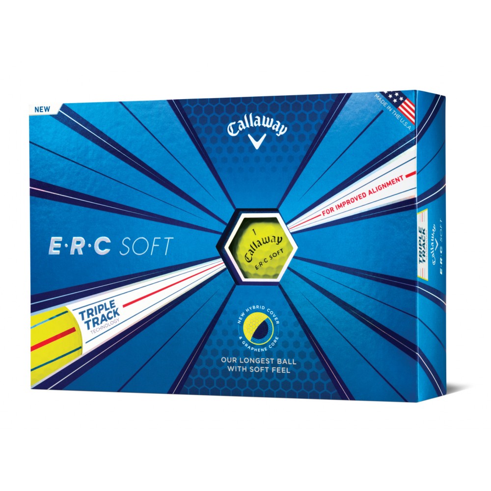 Callaway ERC Soft Triple Track Golf Ball YELLOW - Dozen Box with Logo