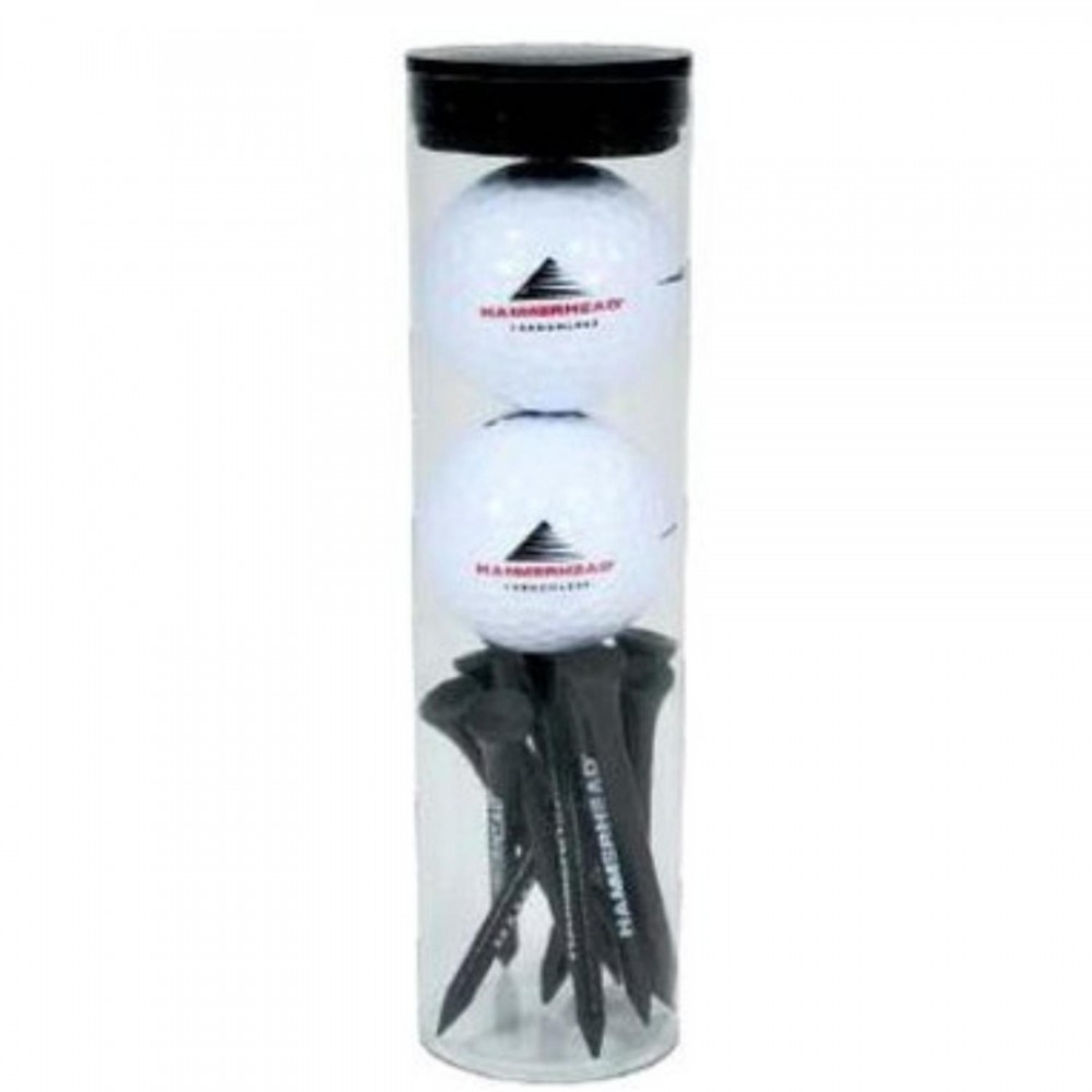 2 Ball Tube with 12 Golf Tees - Custom Imprint with Logo