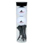 2 Ball Tube with 12 Golf Tees - Custom Imprint with Logo