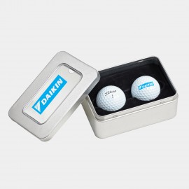 Logo Branded Titleist TruFeel 2-Golf Ball Business Card Tin