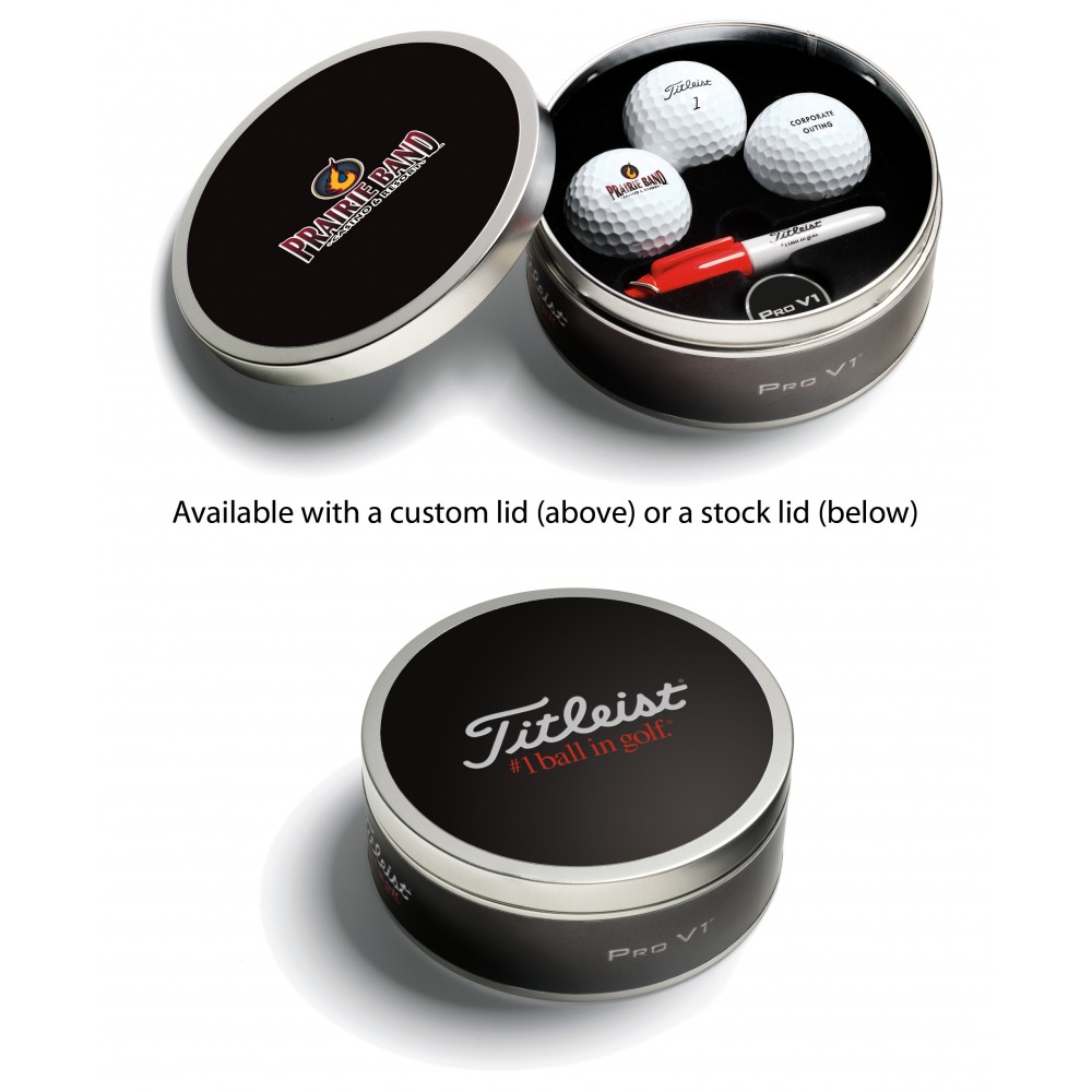 Titleist Velocity Golf Ball - 3-Ball Tin (Stock Lid) with Logo