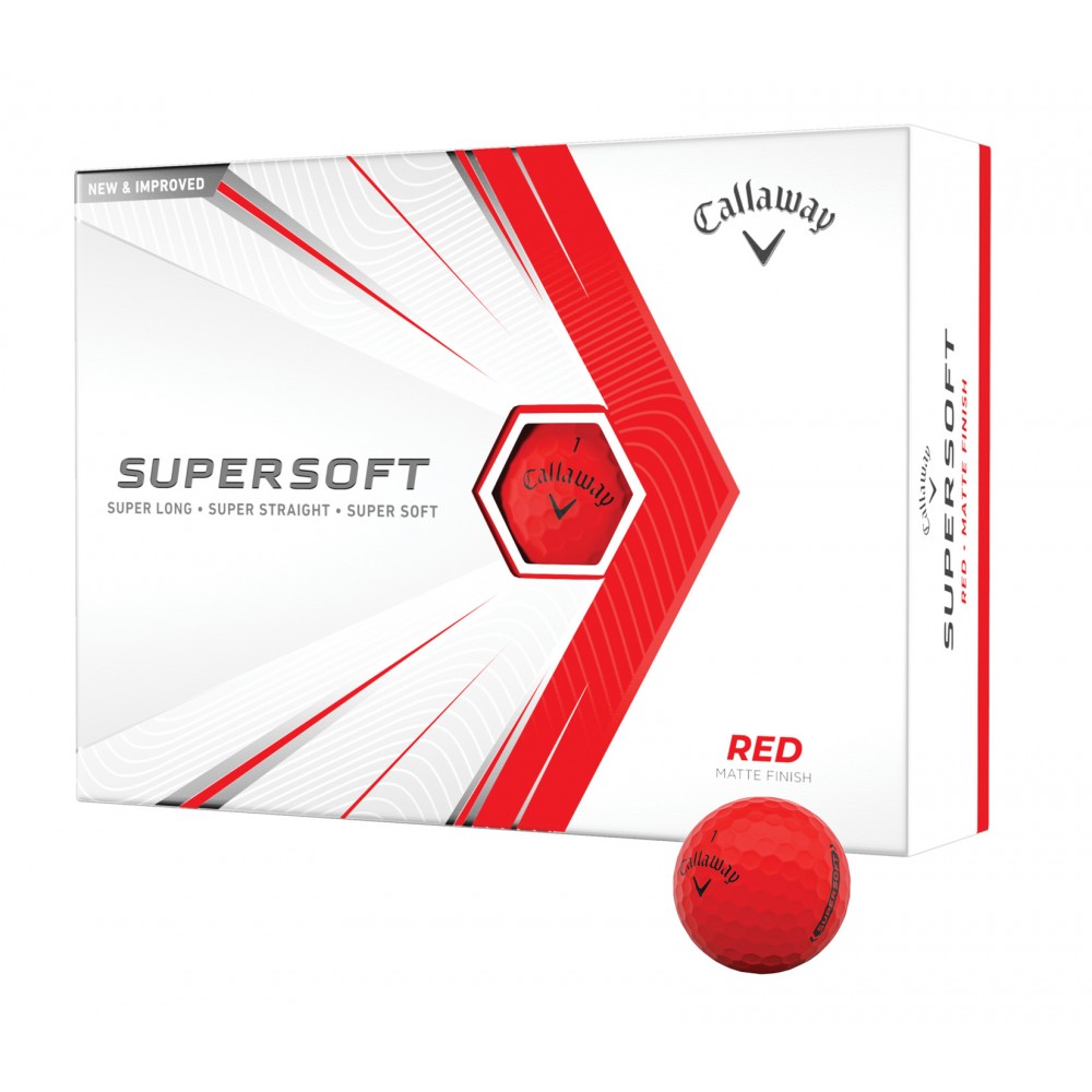 Logo Branded Callaway SuperSoft Matte RED Golf Ball - Dozen Box