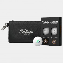 Titleist Pro V1 6-Golf Ball with Valuables Stock Pouch with Logo