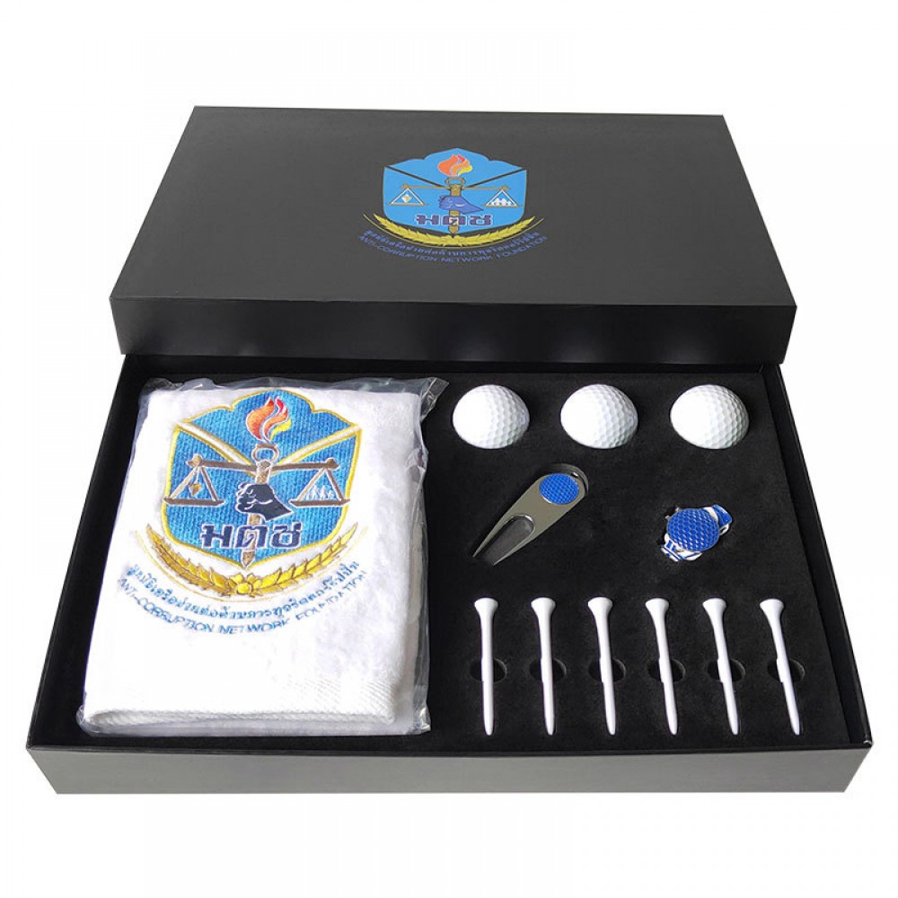 Custom Boxed Golf Premium Gift Set Includes A Towel