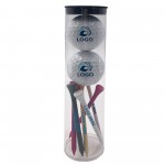 Full Color Golf Ball w/ 2.75" Golf Tees in Tube with Logo