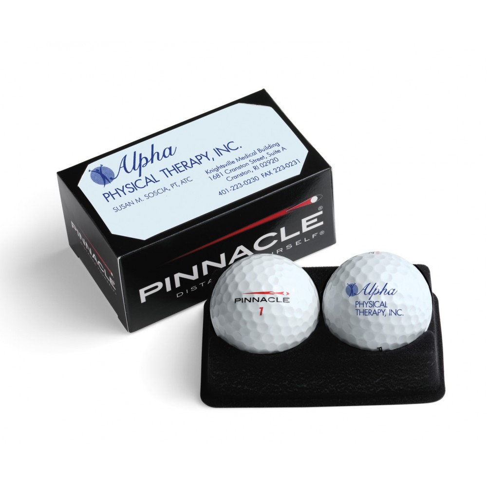 Customized Pinnacle Soft (For Feel) White Golf Ball - 2-Ball Business Card Box