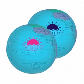 Customized 12" Globe Beach Ball - Blue  Customized 12" Globe Beach Ball - Blue