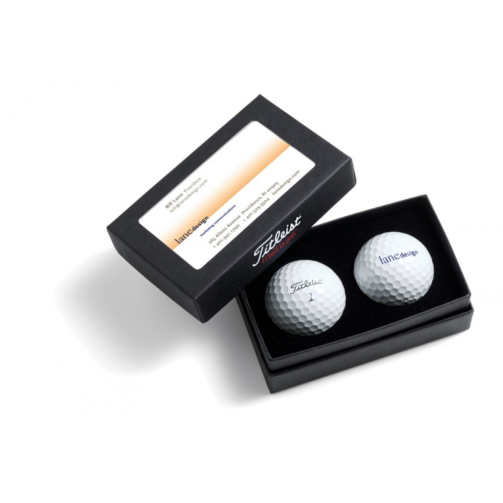 Titleist TruFeel WHITE Golf Ball - 2-Ball Business Card Box with Logo