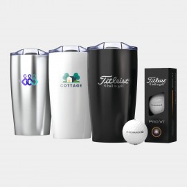 Personalized Titleist 3-Ball Pro V1 Golf Balls & 20 Oz. Custom Tumbler Gift Set