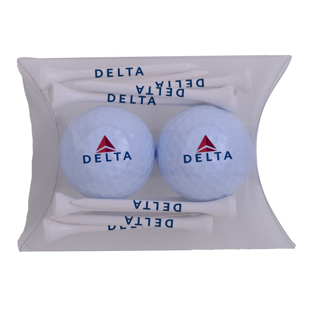 Logo Branded Pillow Pack with Tees & Golf Balls