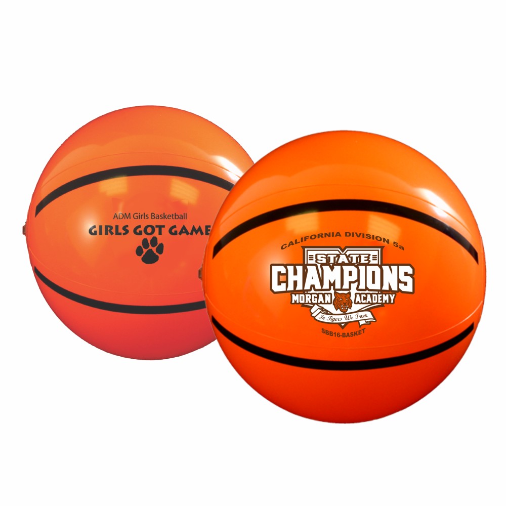 16" Sport Beach Ball - Basketball with Logo