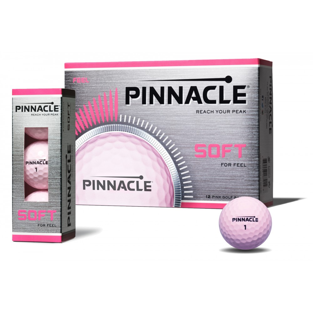Pinnacle Soft (Feel) Golf Ball - PINK - 15 Ball Box with Logo