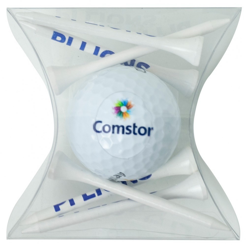 Logo Branded Pillow Pack With Tees & Golf Ball Set