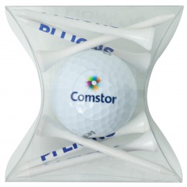 Logo Branded Pillow Pack With Tees & Golf Ball Set