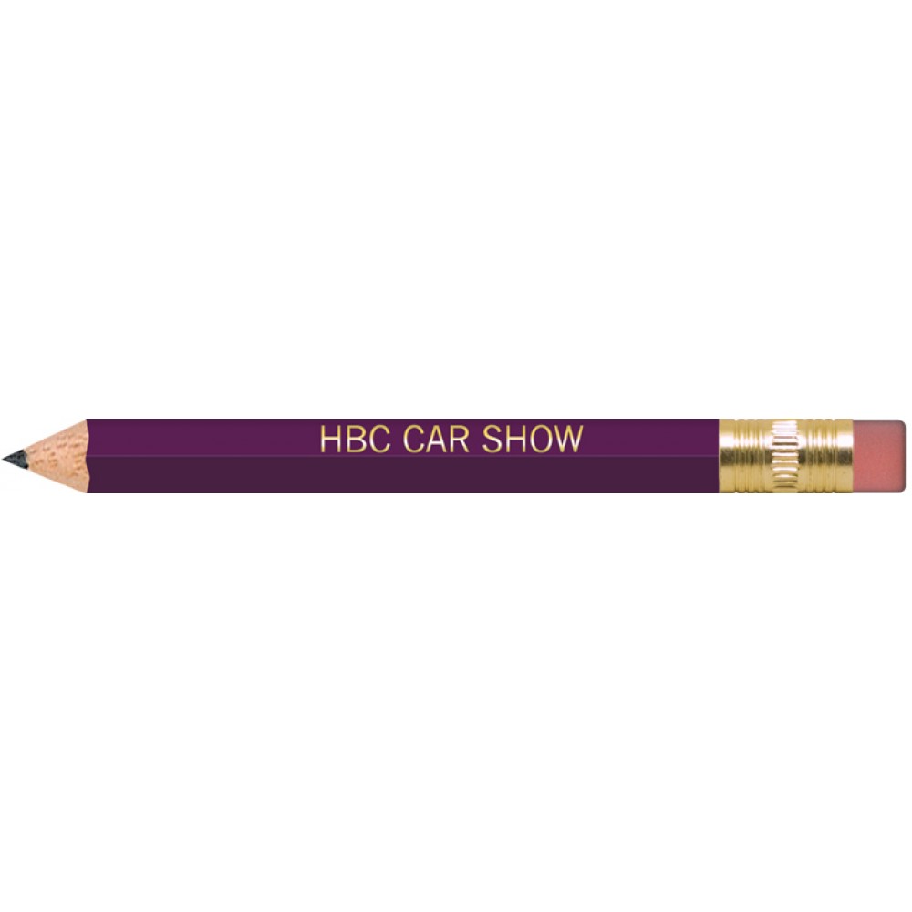 Custom Purple Hexagon Golf Pencils with Erasers