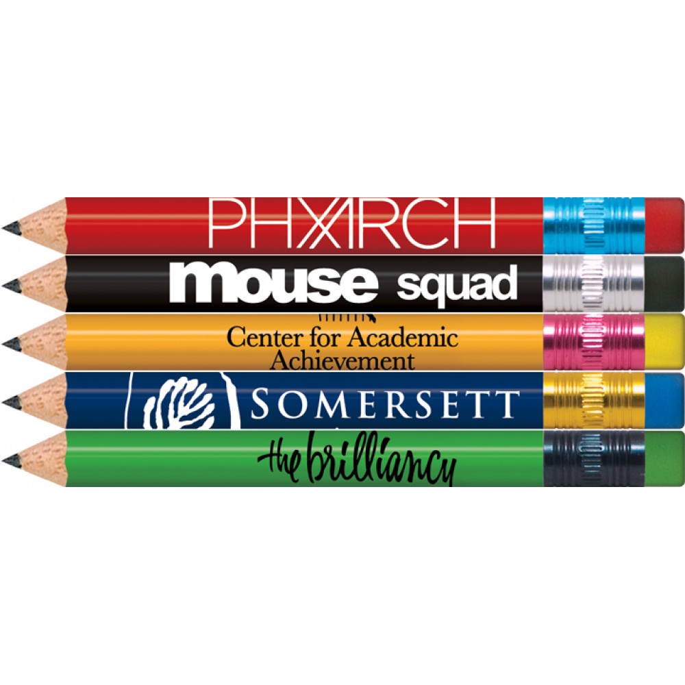 Promotional Design Your Own Round Silkscreen Golf Pencils with Erasers Promotional Design Your Own Round Silkscreen Golf Pencils with Erasers