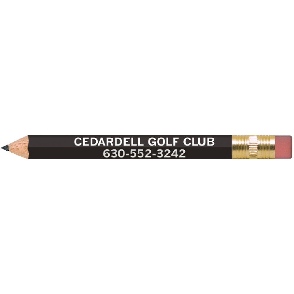 Logo Branded Black Hexagon Golf Pencils with Erasers Logo Branded Black Hexagon Golf Pencils with Erasers