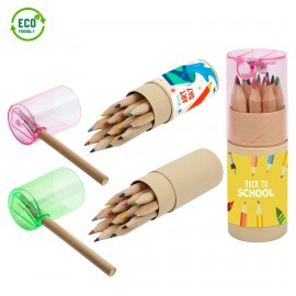 12 Colored Pencils In Tube W/Sharpener with Logo