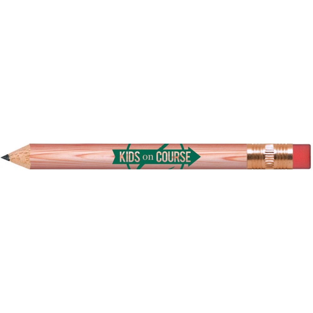 Logo Branded Natural Lacquered Golf Pencils with Erasers Logo Branded Natural Lacquered Golf Pencils with Erasers
