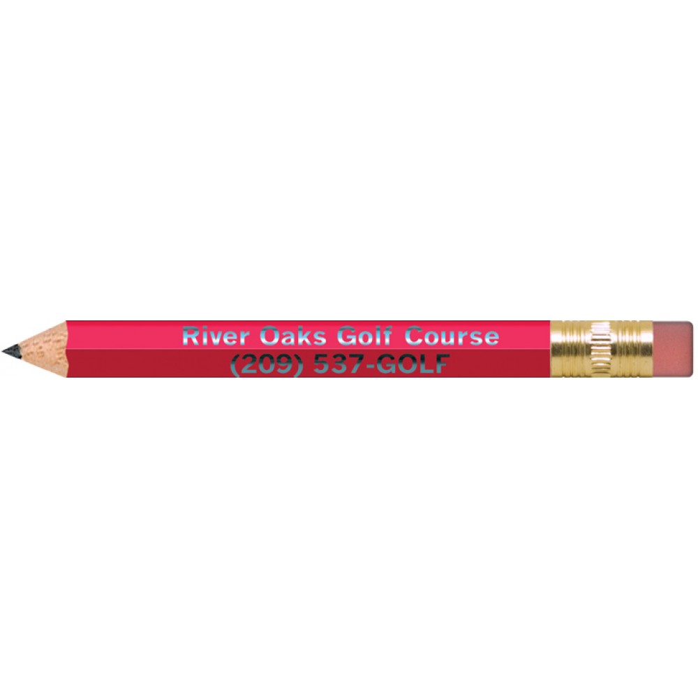 Neon Pink Hexagon Golf Pencils with Erasers with Logo