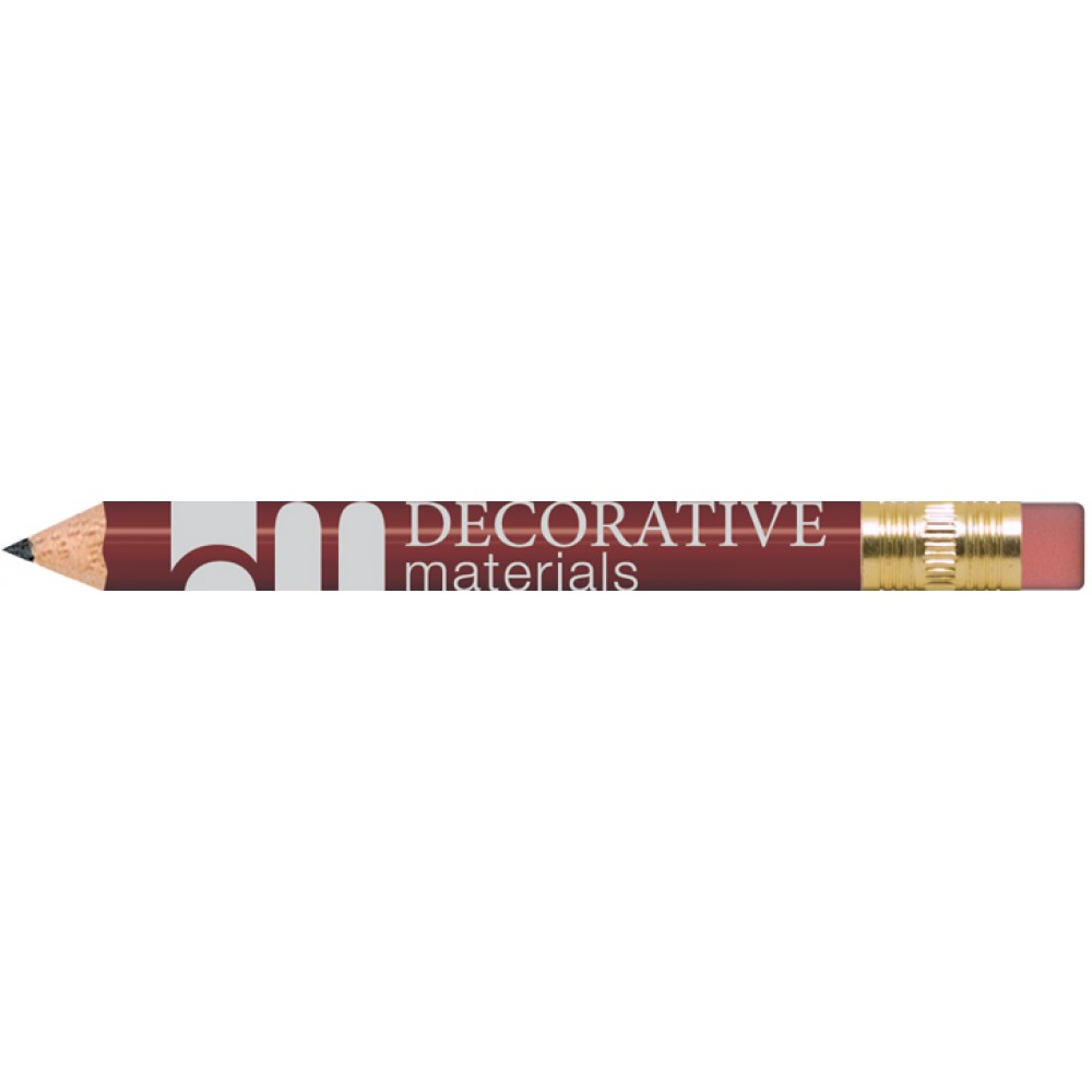 Maroon Round Golf Pencils with Erasers with Logo
