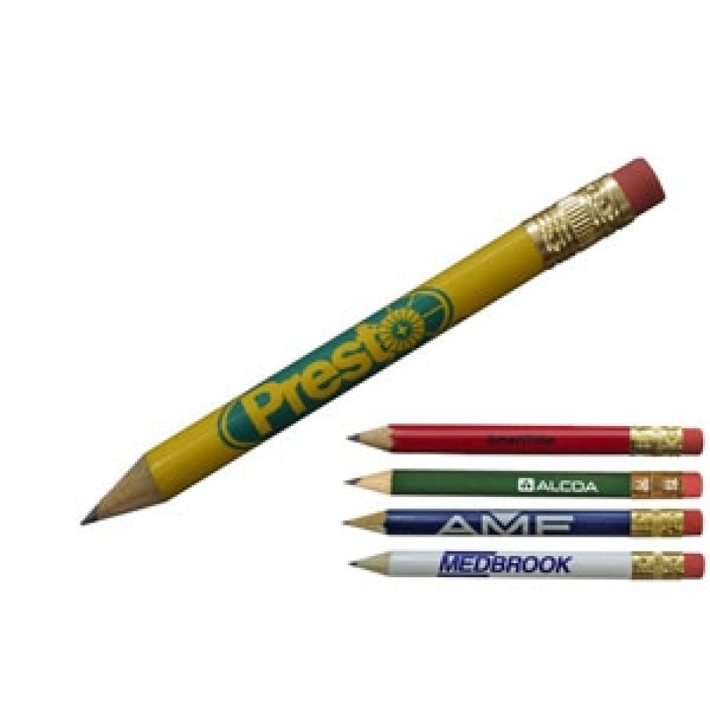 Custom Round Golf Pencil w/Eraser