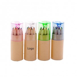 12 Colored Pencils In Tube W/Sharpener with Logo