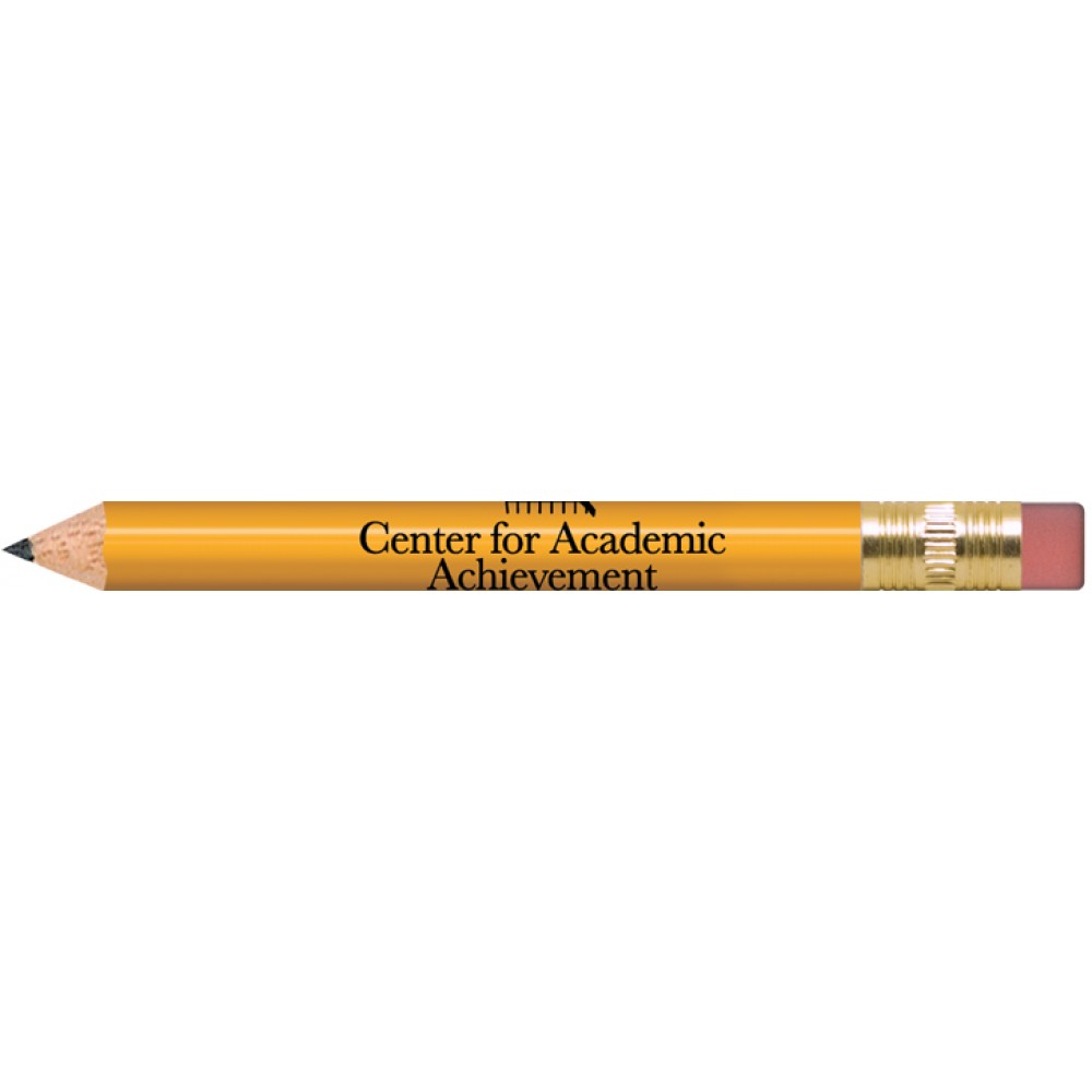 Logo Branded Yellow Round Golf Pencils with Erasers