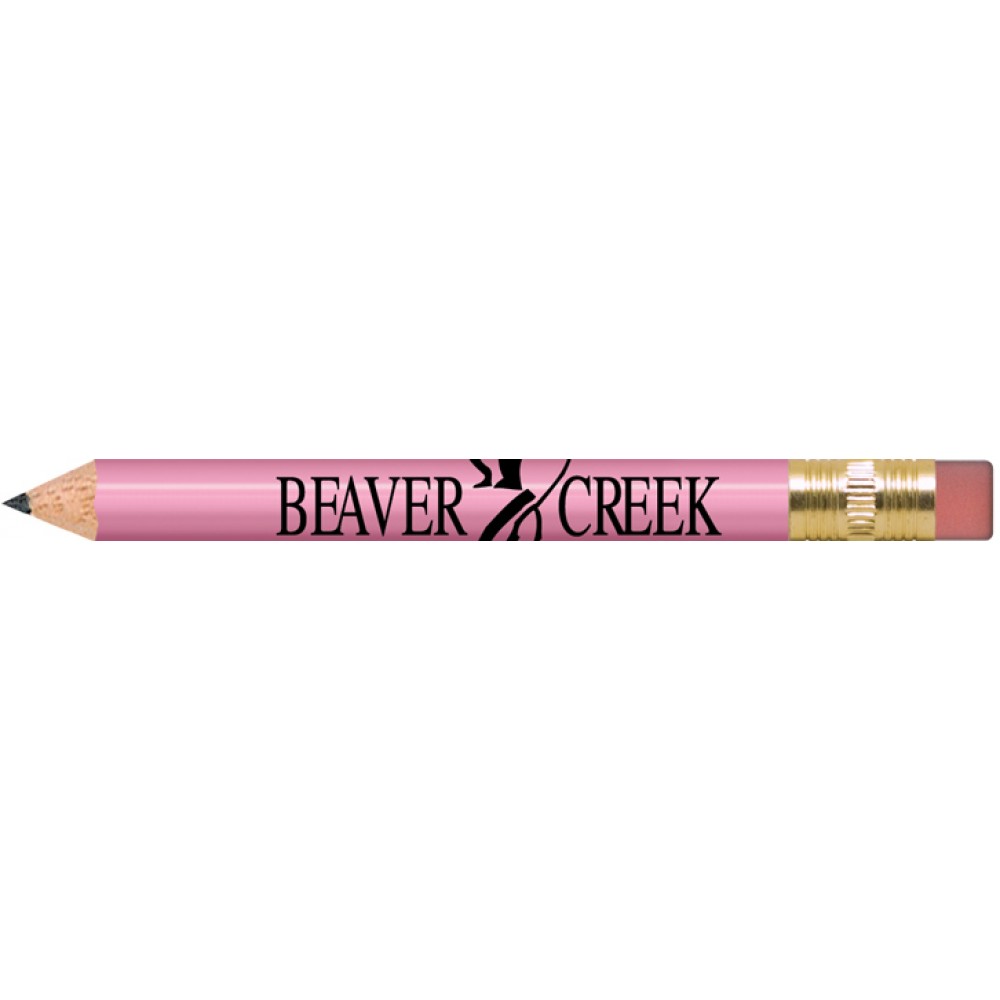 Pink Round Golf Pencils with Erasers with Logo Pink Round Golf Pencils with Erasers with Logo