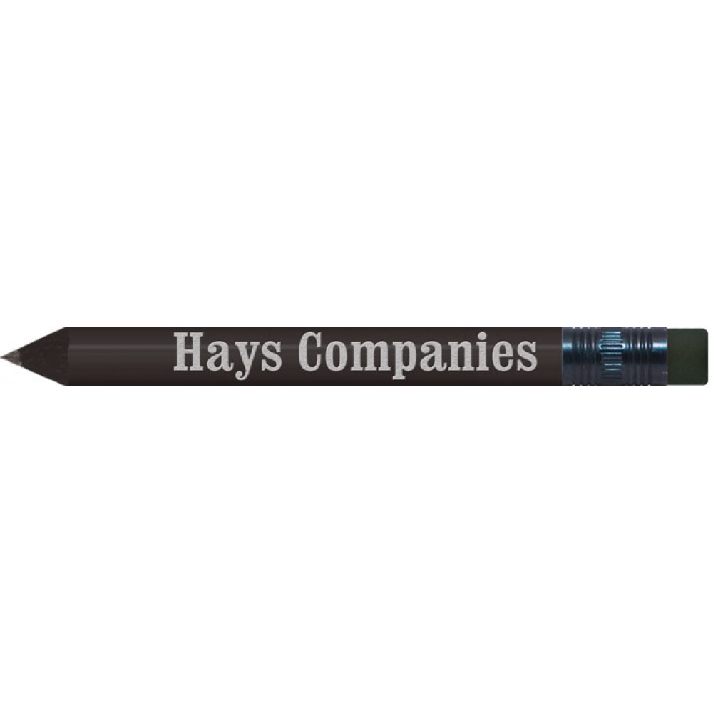 Personalized Matte Black with Black Wood Round Golf Pencils with Erasers