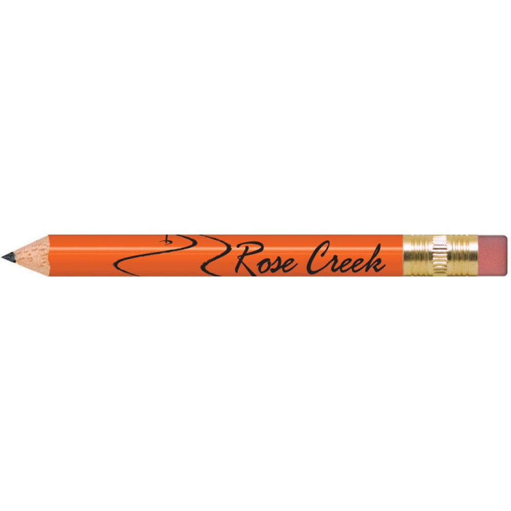 Neon Orange Round Golf Pencils with Erasers with Logo Neon Orange Round Golf Pencils with Erasers with Logo