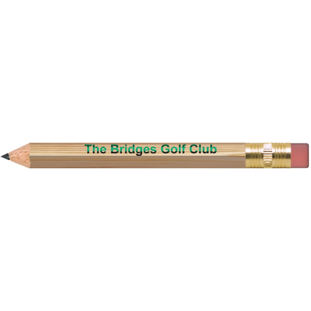 Personalized Natural Lacquered Hexagon Golf Pencils with Erasers