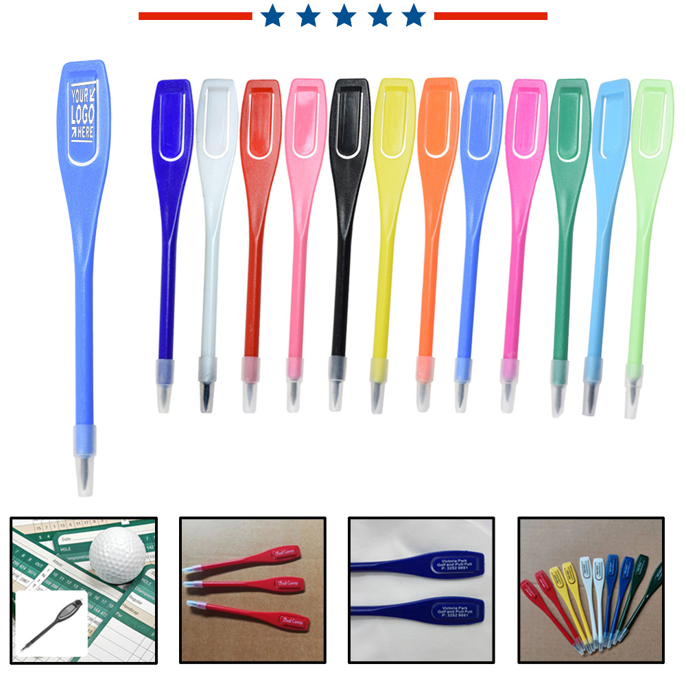 Square Handle Plastic Golf Pencils Clips with Logo