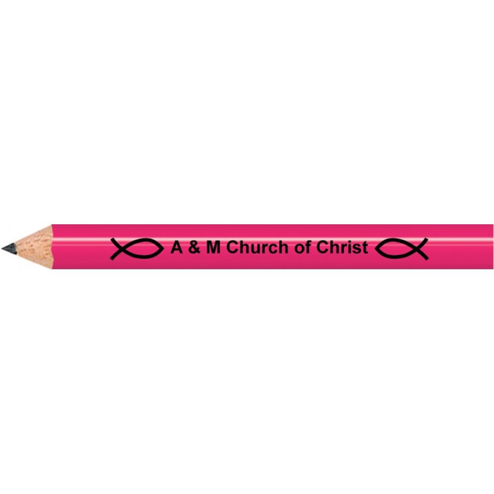 Personalized Neon Pink Round Golf Pencils Personalized Neon Pink Round Golf Pencils