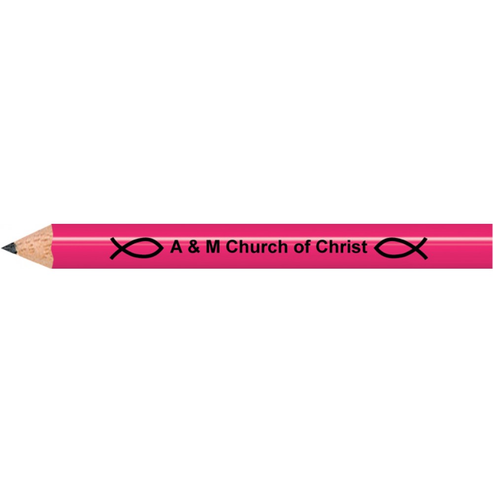 Personalized Neon Pink Round Golf Pencils